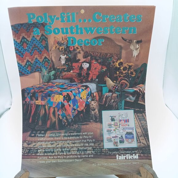 Vintage Poly-fil Craft Patterns, Baby Bow Tie Quilt Instruction Sheet, Fairfield - Picture 2 of 2